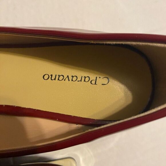 C.PARAVANO Women’s Red Block Heels Size EU 39 US 8 Square Toe Patent Leather New - Picture 10 of 12